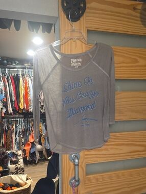 Pink Floyd Grey 3/4 Sleeve Sheer/Vintage Top